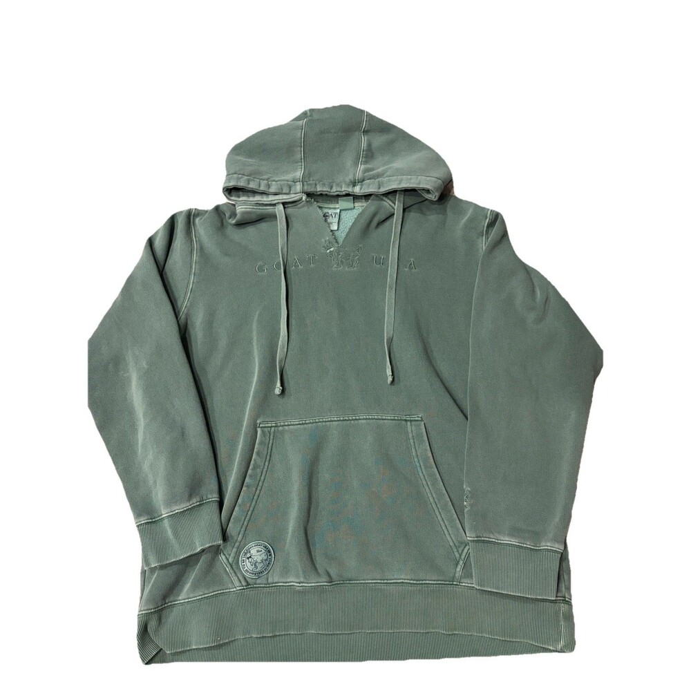 Goat USA Linden Hooded Sweatshirt Kangaroo Pocket Dyed Alpine Green Size XL